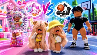 CANDY FAMILY🍭VS FITNESS FAMILY🤾‍♀️IN BROOKHAVEN RP🏡IN ROBLOX #pandora #roblox #brookhaven