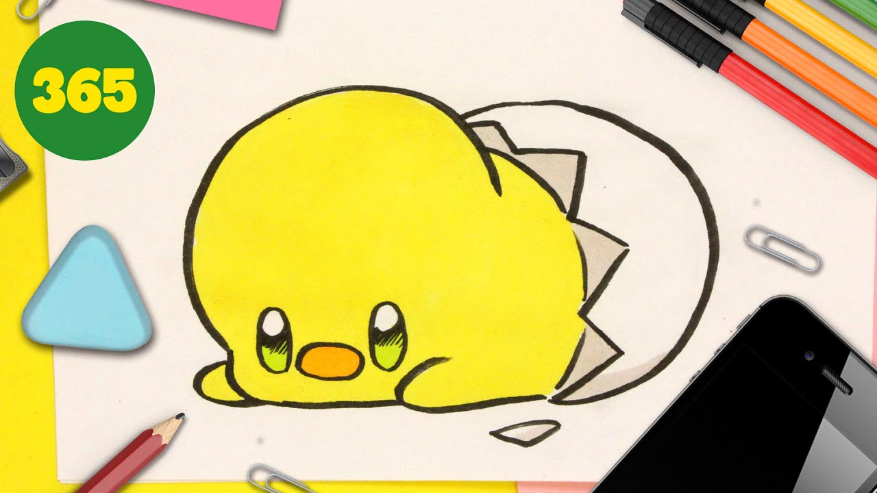COMMENT DESSINER POUSSIN KAWAII ÉTAPE PAR ÉTAPE – Dessins kawaii facile - Comment dessiner animaux