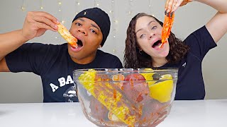 ONE BITE SEAFOOD BOIL MUKBANG CHALLENGE   KING CRAB, SAUSAGE, BOILED EGG, SWEET CORN