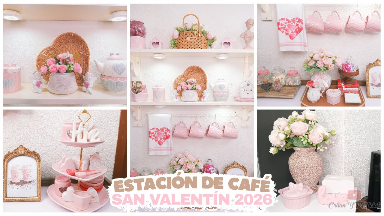 Decoración Estación de Café San Valentín 2026 ☕💗 Ideas Románticas en Tonos Rosas