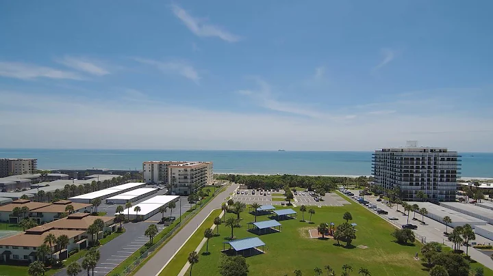 Over Sidney Fischer Park in Cocoa Beach Florida in...