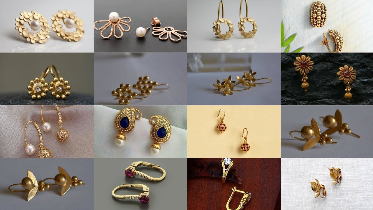 New Fashion Golden Metal Stud Earrings For Women Simple Geometric Round  Flower Jewelry E22677 - AliExpress