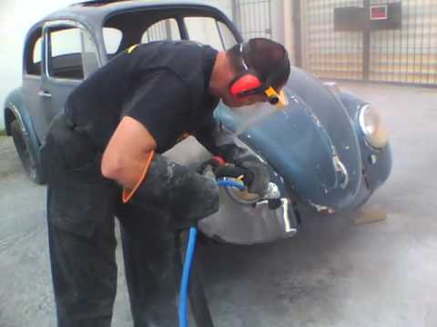 sandblasting a car