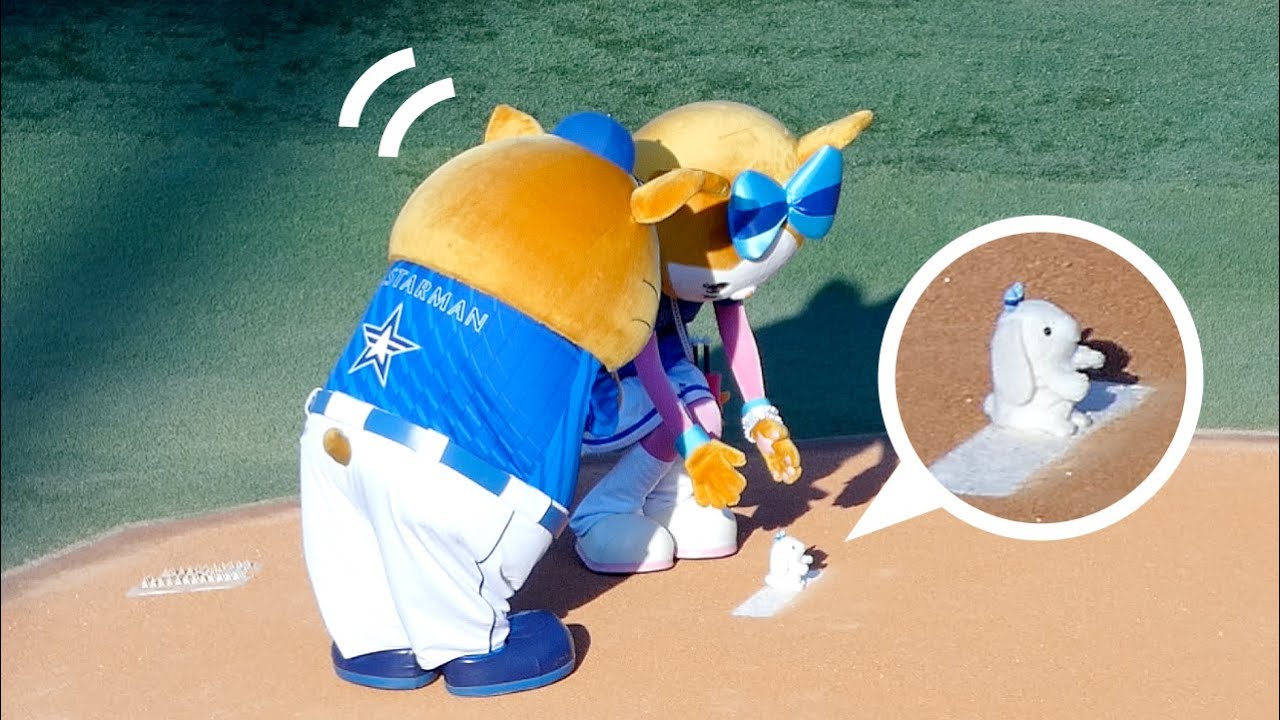 ぬいぐるみらしきものを置くスターマンとキララ🐹【横浜DeNAベイスターズ 2024/10/13】