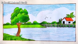 How to draw a Scenery 🏞️ Easy scenery drawing for beginner's ✏️ Scenery drawing step by step ✏️