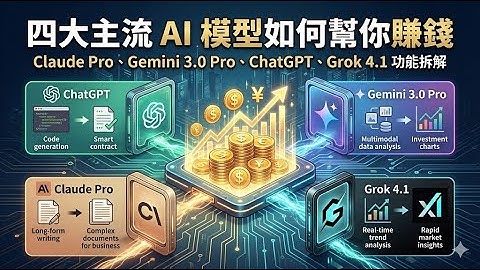 四大主流 AI 模型如何幫你賺錢｜Claude Pro、Gemini 3.0 Pro、ChatGPT、Grok 4.1 功能拆解