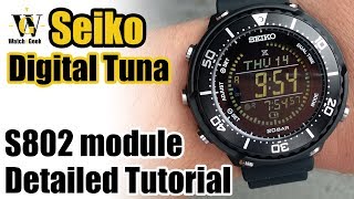 Seiko Digital Tuna - S802 - DETAILED Tutorial on how to adjust and use ALL  the functions - YouTube