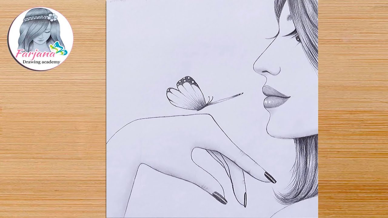 Step by Step Pencil Sketch Tutorial for beginners  How to draw a girl with  butterfly nasıl çizilir  YouTube