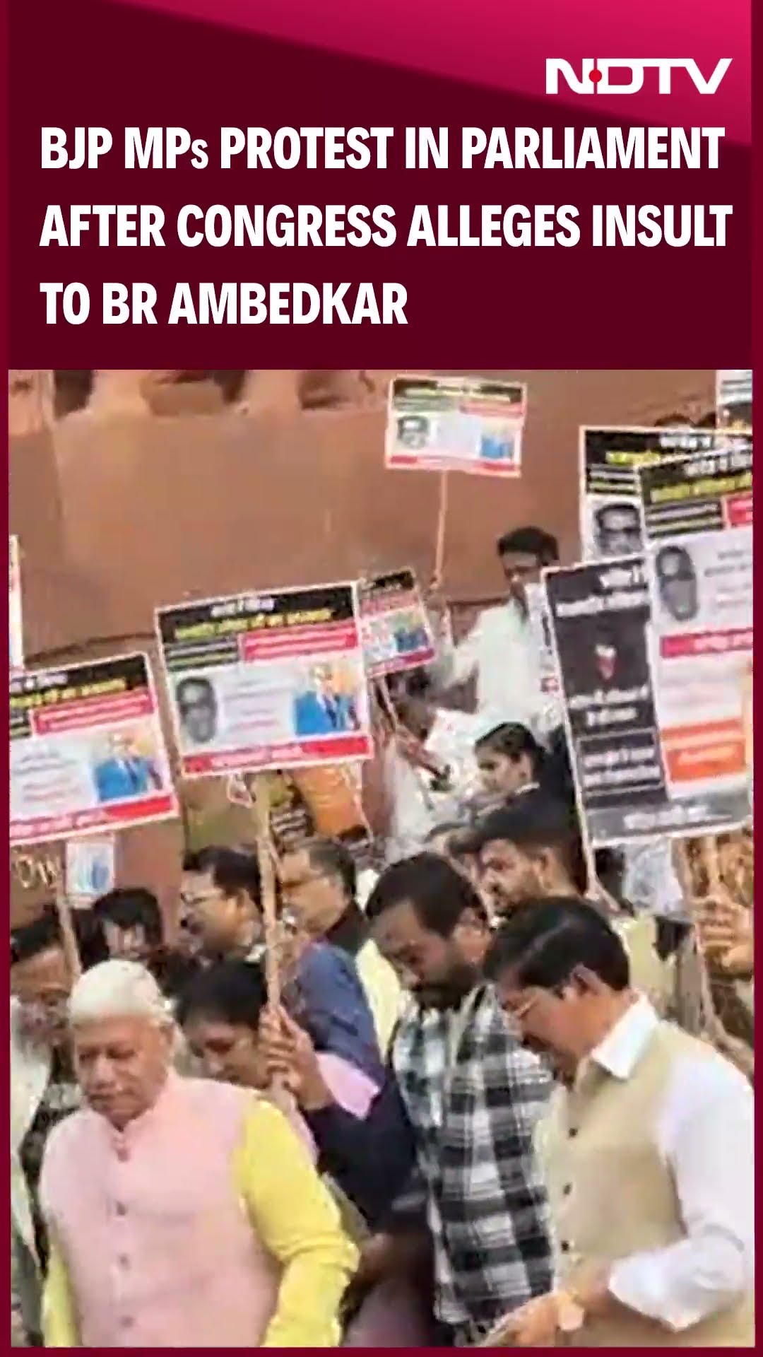 BJP MPs Protest In Parliament After Congress Alleges Insult To BR Ambedkar