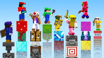 8 YouTubers VS Random Item Pillars in Minecraft...
