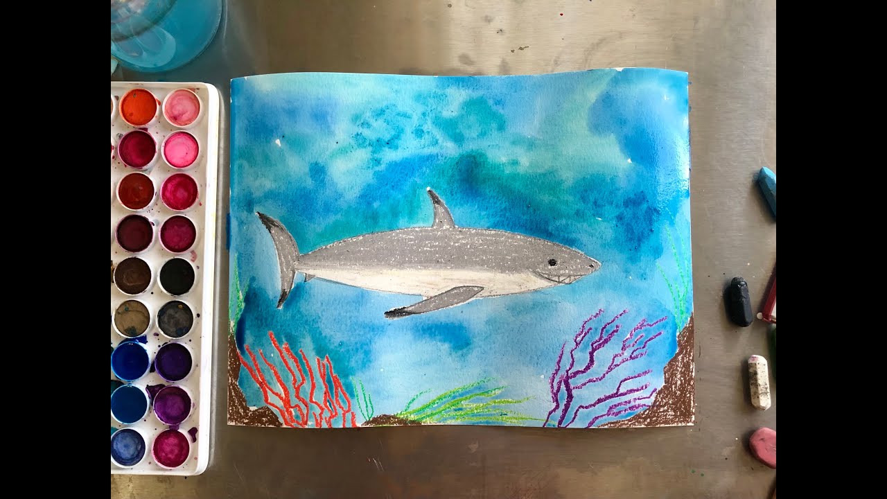 Shark Week Art for Kids with Chalk Pastels - Nourishing My Scholar