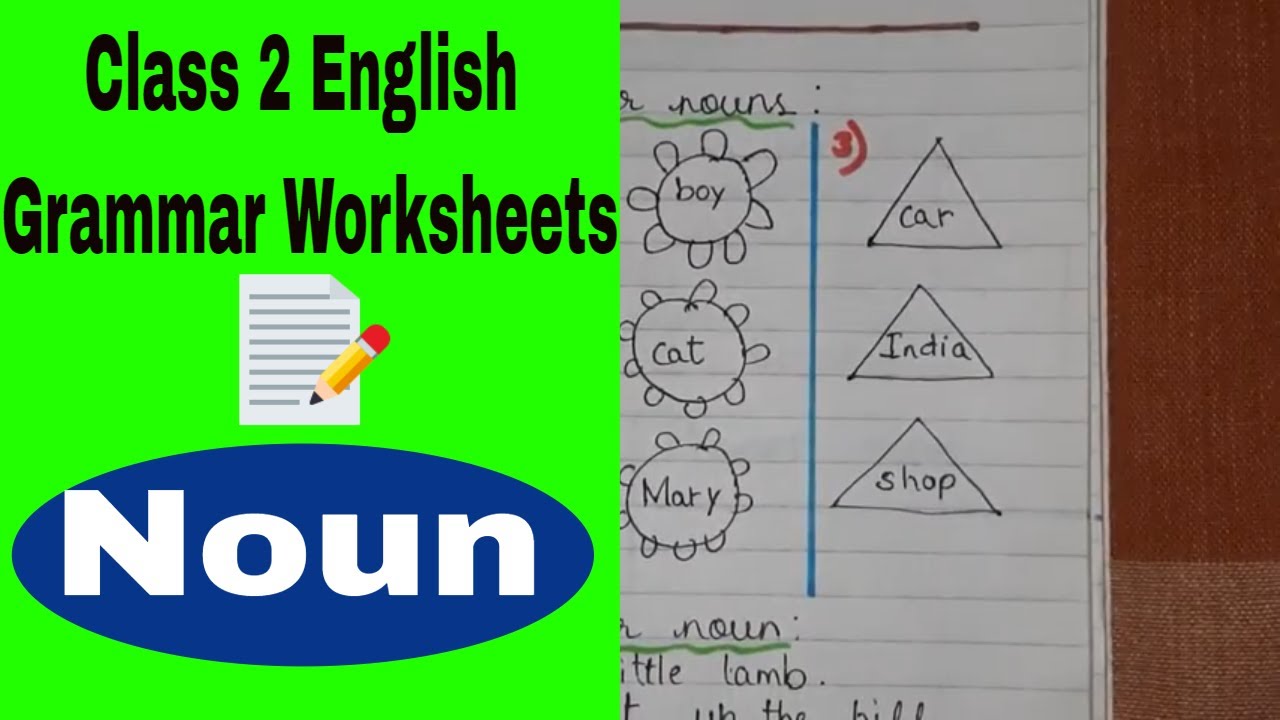 class 2 english grammar worksheets class 2 english grammar nouns nouns naming words youtube