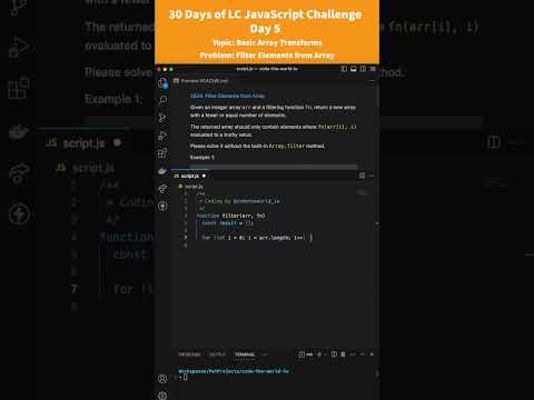 30 Days of LeetCode JavaScript Challenge - Day 5: Filter Elements from Array