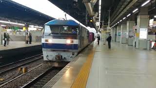 少し遠目で敬礼と一礼をして下さり、低速走行もしてくれました!。EF210 129号機牽引福岡タ発宇都宮タ行8052レ名古屋2番線通過