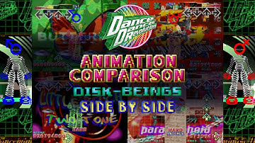 DDR 1stMIX/1.5 (AC): Animation Comparison (AC vs CS) (DISK-BEINGS) - Split View