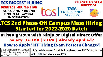 TCS FREE 2nd Phase Ninja Digital Direct Hiring 2022-2020 | No Coding Round | ITP Hiring Exam Pattern