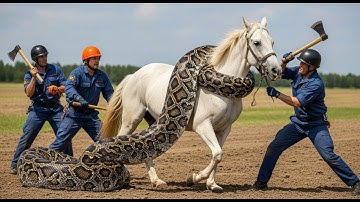 Heroic Rescue Team Saves mother horse From giant python in  Forest