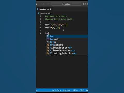 Append List2 into LIst1 #python #pythonprogramming #coding #code # ...