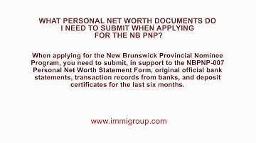 What personal net worth documents do I need to submit when applying for the NB PNP?