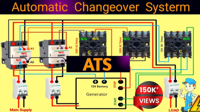 Automatic Changeover Switch For Generator Automatic Transfer Switch Ats With Circuit Diagram Youtube