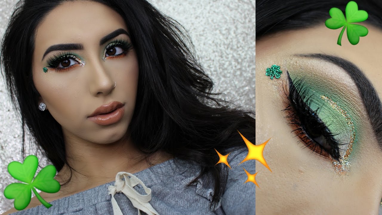 St Patricks Day Makeup Tutorial Green Ombre Half Cut Crease W