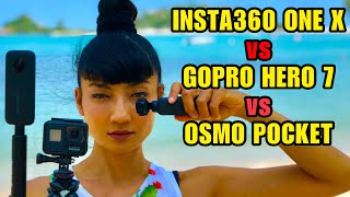 DJI OSMO POCKET vs GOPRO HERO 7 BLACK vs INSTA360 ONE X | REVIEW at Choeng Mon Beach, Koh Samui
