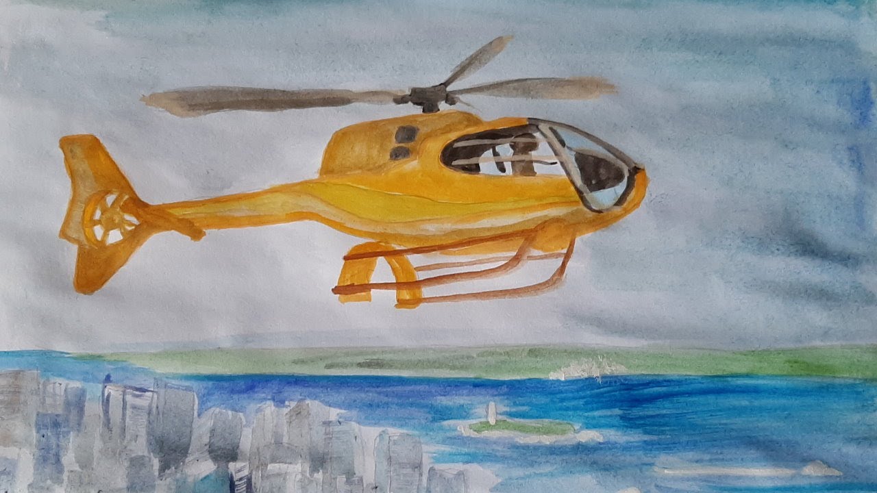 How to paint helicopter using gouache - YouTube
