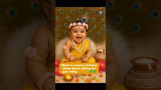 Krishna theme photoshoot with ChatGPT #KrishnaPhotoshoot #BabyKrishnaLook #ChatGPTMagic #AIPhotoEdit