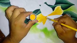 Pintando flor Azucena amarilla. - YouTube