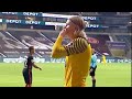 Erling haaland singing moments before hitting the ball at opponents