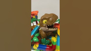 Satisfying Building Blocks Marble Run ASMR Surprise! Run! Tyrannosaurus Dinosaur Block Coaster Short