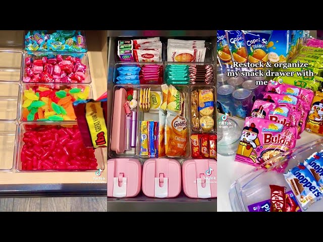 snack drawer organizing & restocking, ASMR