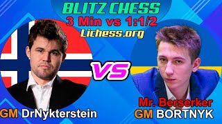 Magnus Carlsen vs Oleksandr Bortnyk | BLITZ 3+0 |  lichess.org