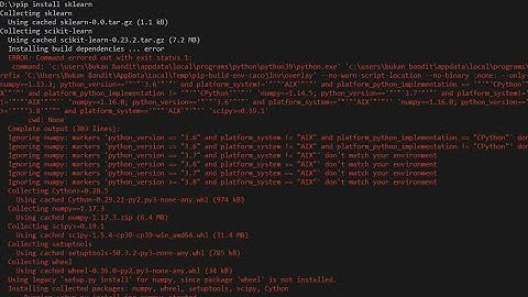Pip install sklearn error : Installing build dependencies error (Python)