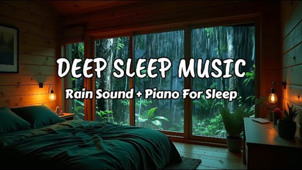 Soothing Rain and Piano in Rustic Bedroom - Deep Sleep Music to Heal Emotional Fatigue