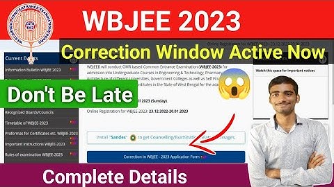 🔥Wbjee 2023 Correction Window Active now✅| How to edit your particulars ? #wbjee2023