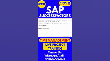 SAP SuccessFactors Time Management Training Online Class 51 15th June 2025#sapsuccessfactorstraining