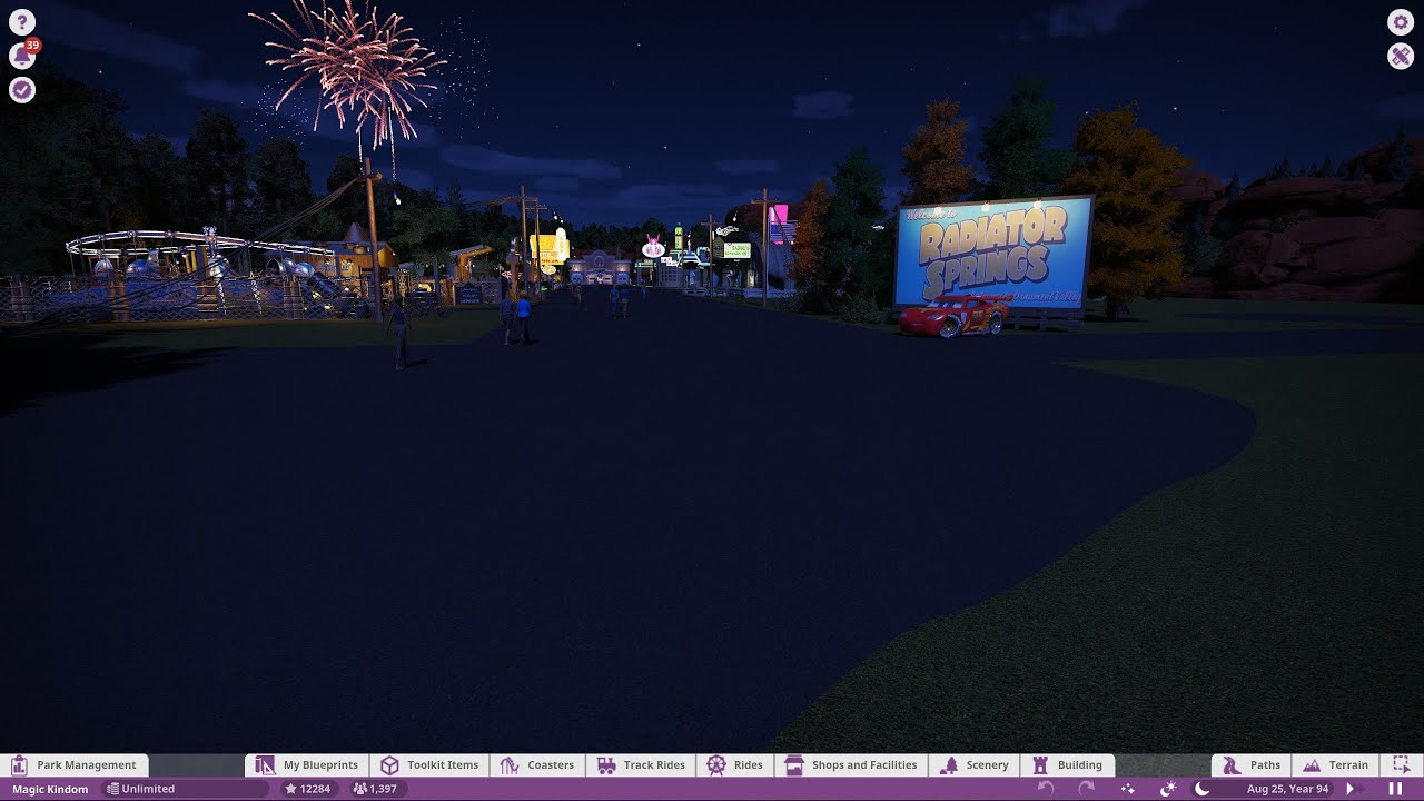 [Planet Coaster] Disney Magic Kingdom Stroll | Radiator Spring Racer | Autopia Ride