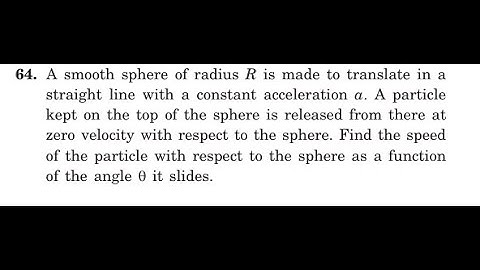 A smooth sphere of radius is made to translate in a straight line with a constant acceleration A par
