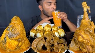 Fish Head Curry, Mutton Leg Roast &amp; Egg Rice Eating Show | Delicious Desi Food Mukbang
