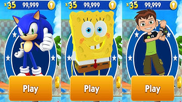Sonic Dash vs Tag with Ryan SpongeBob vs Ben 10 Up To Speed Android Gameplay