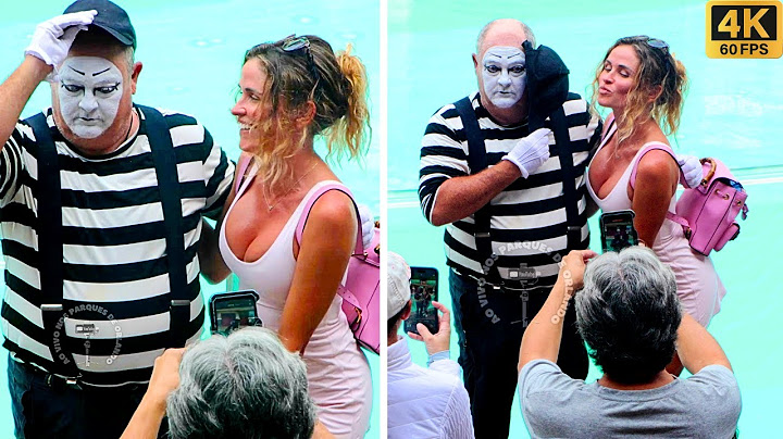 The mime Tom got shy next to this woman 😮🤭🫣😂🤣 #tomthemime #seaworldmime