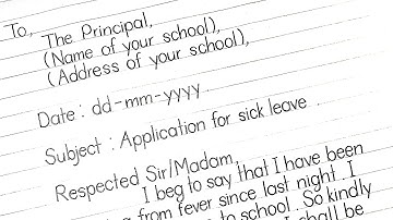 Sick Leave Application For Class 6 / Application for 6th Grade Student / inote