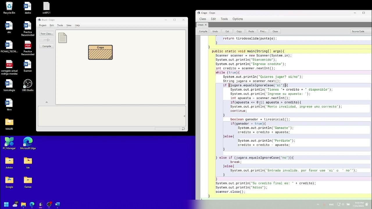 Craps Java(Elementos de Progrmacion) YouTube