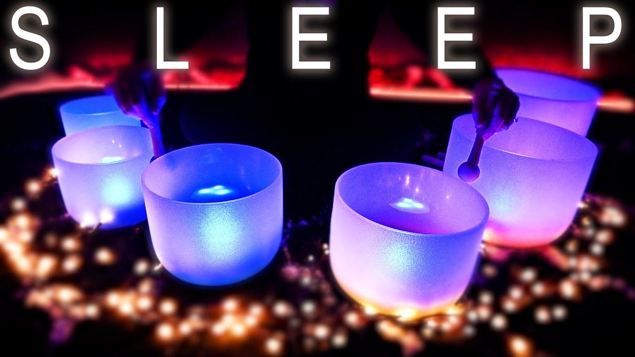Rain + Healing Sleep Music | Crystal Singing Bowl Sound Bath to MELT ...
