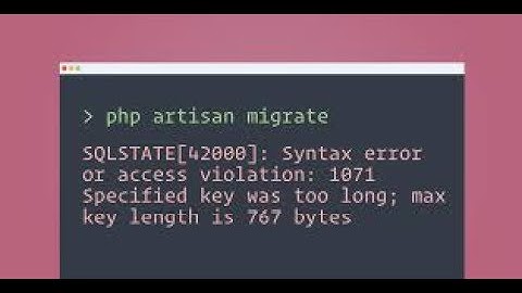 [PDOException]SQLSTATE[42000] Syntax error or access violation 1071 error in laravel 5.4