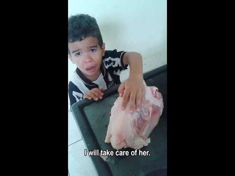 Little Boy wants his Mommy to Leave the Chicken Alone