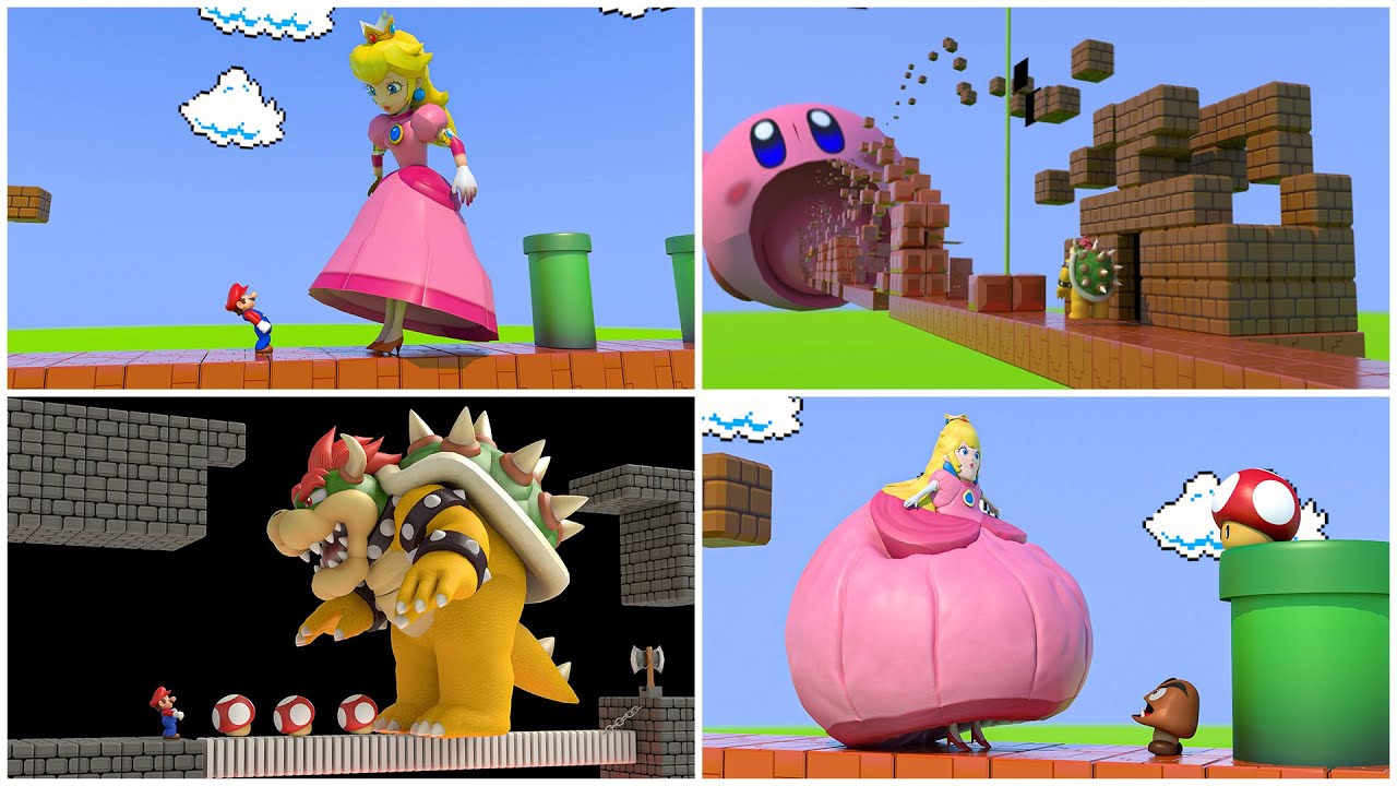 Weird mushroom with Kirby, Princess Peach, Bowser and Sonic 😃🍔🙃