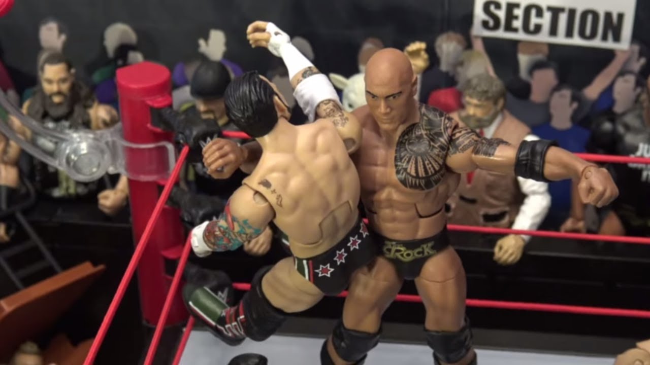 wwe action figures set up