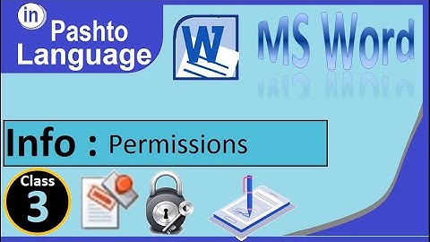 MS Word 2010 Info Permissions in pashto | WinWord 2010 Info command in Pashto